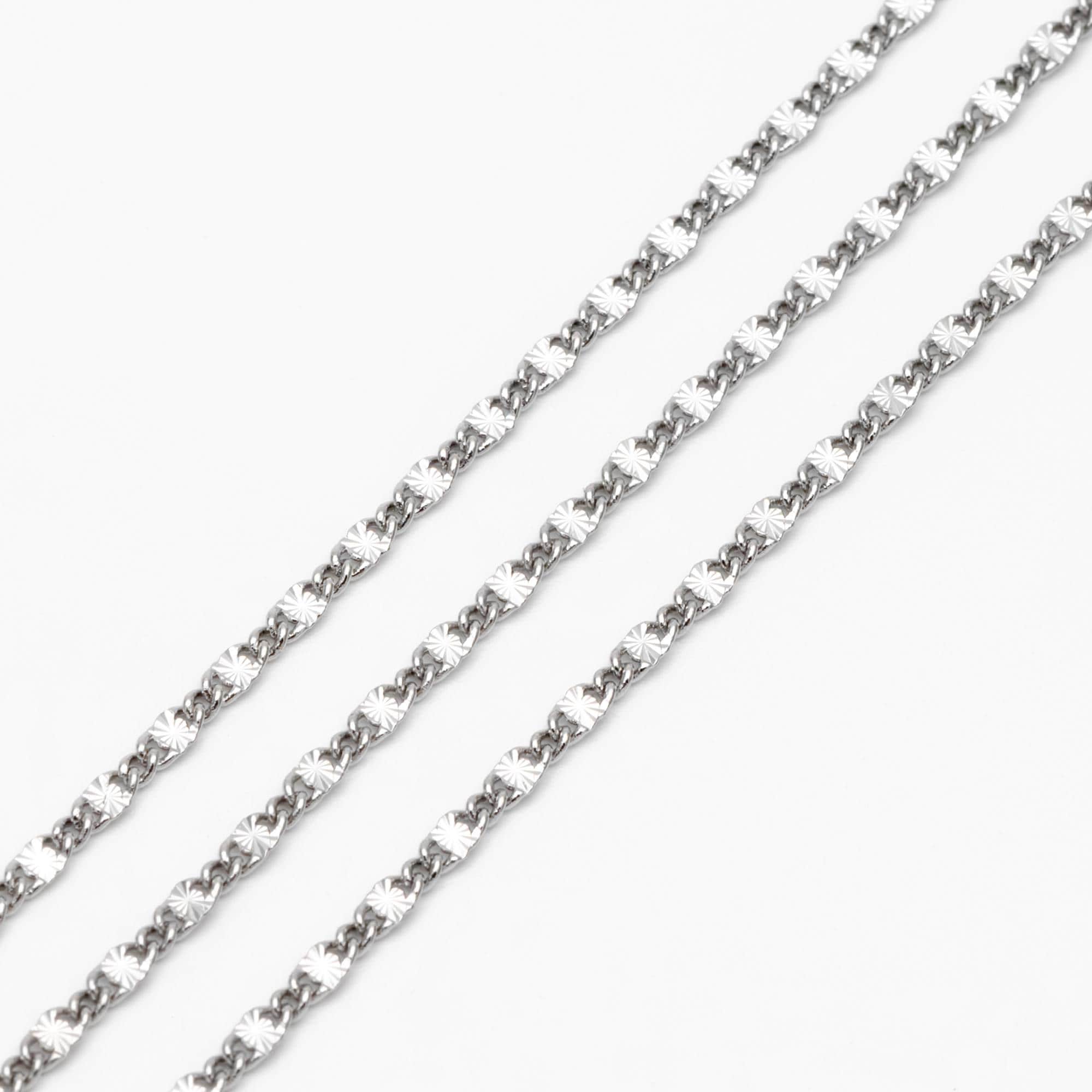 Gold/ Silver Flat Chain, 18K Gold/ Rhodium plated Chain Bulk, Gold Chain Wholesale (#LK-328)/ 1 Meter=3.3 ft